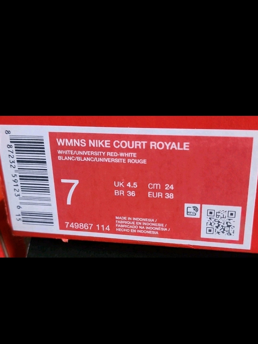 Nike Court Royale Women's Shoe Size 7 In White And Collegiate Red - Picture 6 of 8